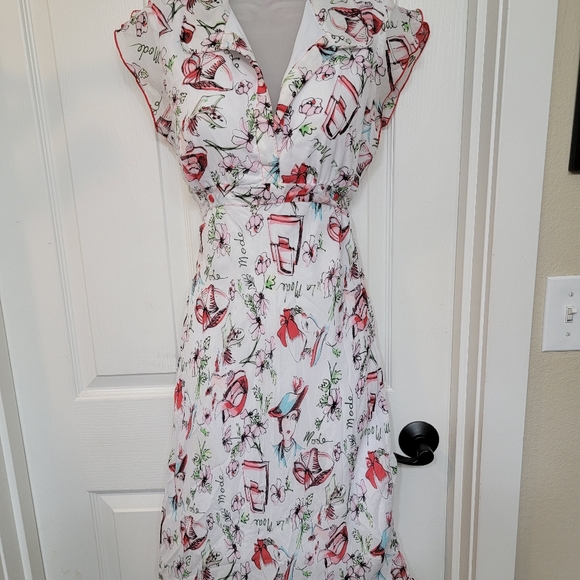 1990s French Fashion Print Dress - Picture 2 of 7